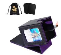Venssu MTG Deck Box with Commander Display, Deck Box for 100 Double Sleeved Cards, PU Leather Magnetic Trading Card Box with 2 Dividers, 1 Dice Bag, 1 Toploader (Black and Purple)