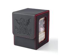 Venssu MTG Deck Box with Commander Display, Dragon Card Deck Case Fits 100 Double Sleeved Cards, TCG Card Storage Box with 2 Dividers and 1 Toploader (Black and Red)