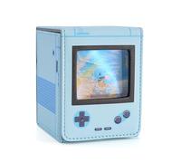 Venssu Retro Gaming Console MTG Deck Box with Commander Display, Card Deck Case Fit 120 Single Sleeved Cards, PU Leather Magnetic Card Storage Box with 2 Dividers, Compatible with TCG/PTCG (Blue)