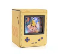 Venssu Retro Gaming Console MTG Deck Box with Commander Display, Card Deck Case Fit 120 Single Sleeved Cards, PU Leather Magnetic Card Storage Box with 2 Dividers, Compatible with TCG/PTCG (Yellow)