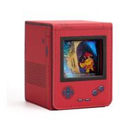 Venssu Retro Gaming Console MTG Deck Box with Commander Display, Card Deck Case Fit 120 Single Sleeved Cards, PU Leather Magnetic Card Storage Box with 2 Dividers, Compatible with TCG/PTCG (Red)
