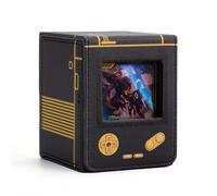 Venssu Retro Gaming Console MTG Deck Box with Commander Display, Card Deck Case Fit 120 Single Sleeved Cards, PU Leather Magnetic Card Storage Box with 2 Dividers, Compatible with TCG/PTCG (Black)