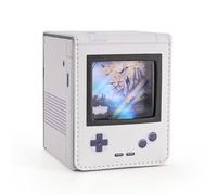 Venssu Retro Gaming Console MTG Deck Box with Commander Display, Card Deck Case Fit 120 Single Sleeved Cards, PU Leather Magnetic Card Storage Box with 2 Dividers, Compatible with TCG/PTCG (White)