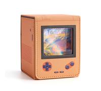 Venssu Retro Gaming Console MTG Deck Box with Commander Display, Card Deck Case Fit 120 Single Sleeved Cards, PU Leather Magnetic Card Storage Box with 2 Dividers, Compatible with TCG/PTCG (Orange)