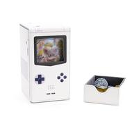 Venssu Retro Gaming Console MTG Deck Box with Dice Tray, Card Deck Case with Commander Display, PU Leather Card Storage Box Fit 120 Single Sleeved Cards, Compatible with TCG/PTCG (White)