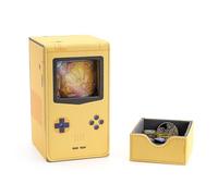 Venssu Retro Gaming Console MTG Deck Box with Dice Tray, Card Deck Case with Commander Display, PU Leather Card Storage Box Fit 120 Single Sleeved Cards, Compatible with TCG/PTCG (Yellow)