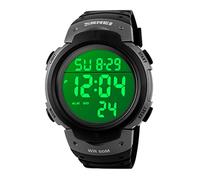 VenSten Mens Digital Sports Watch, Males Waterproof Electronic Military Army Watches Large Analogue Durable Wristwatch-Silver