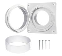 Vent Connector Kit - Dryer Vent Coupling Kits | Dryer Hose Accessories Hose Extension Connect0r - 4-Inch H0se Connector With Wall Flange Plate, Sealing Ring & Screws, ABS White