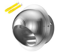 vent cover,air vent covers for walls, Flue Waterproof Vent Round Grille Ventilation Cover,Outlet Air Vents Wall Vent Cap,Grille Tilting Shutters/Silver(100Mm/4In)