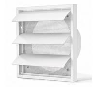Vent Cover White, Gravity Louvred Grille with Flyscreen | PP External Outlet With Flyscreen For Extractor Fans, Tumble Dryers, Bathrooms, Kitchens, Garages And Utility Room Walls