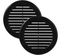 Vent Systems 100 mm / 4" Inch (Opening Dimensions) - Pack of 2 - Black Soffit Vent Cover - Plastic Round Air Vent Grille - Built-in Mesh Screen - HVAC Register Louver for Bathroom, Home, Kitchen
