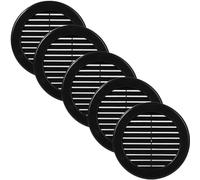 Vent Systems 100 mm / 4" Inch (Opening Dimensions) - Pack of 5 - Black Soffit Vent Cover - Plastic Round Air Vent Grille - Built-in Mesh Screen - HVAC Register Louver for Bathroom, Home, Kitchen