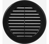 Vent Systems 100 mm / 4" Inch (Opening Dimensions) - Pack of 50 - Black Soffit Vent Cover - Plastic Round Air Vent Grille - Built-in Mesh Screen - HVAC Register Louver for Bathroom, Home, Kitchen