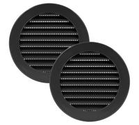 Vent Systems 100 mm / 4" Inch Round Soffit Vent Cover - Pack of 2 - Black Louvered Plastic Grill Cover - Vent Grille with Screen Mesh - HVAC, Ducting, Pipe Air Supply Vents for Bathroom, Kitchen