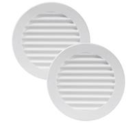 Vent Systems 100 mm / 4" Inch Round Soffit Vent Cover - Pack of 2 - White Louvered Plastic Grill Cover - Vent Grille with Screen Mesh - HVAC, Ducting, Pipe Air Supply Vents for Bathroom, Kitchen