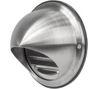 Vent Systems 100 mm / 4" Inch Stainless Steel Round Dryer Vent Cover - Louvered Wall-Mounted Air Intake/Exhaust Bull Nose Vent with Drip and Rubber Seal for Bathroom, Kitchen - Indoor & Outdoor Use
