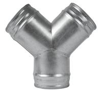 Vent Systems Ø100mm / 4" Inch P-Shape Duct Connector, Splitter - 3-Way Round Galvanised Steel Pipe Adapter for Airflow, Ventilation, HVAC, Vent Hose - Durable Metal Duct Fitting - Ducting Joint