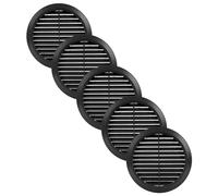Vent Systems 125 mm / 4.92'' Inch Black Air Vent Cover - 5 Pack - Round Ventilation Grille with Integrated Protective Mesh Screen - HVAC Vents for Bathroom, Home Office, Kitchen - Indoor & Outdoor Use