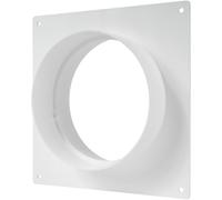 Vent Systems 125 mm / 5" Inch Duct Connector Flange - White Plastic Wall Plate Adapter for Round Ventilation Pipes - HVAC Fitting for Bathroom, Kitchen, Garage - Easy-to-Install Indoor and Outdoor Use