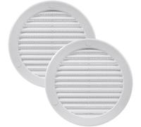 Vent Systems 125 mm / 5" Inch (Opening Dimensions) - Pack of 2 - White Soffit Vent Cover - Plastic Round Air Vent Grille - Built-in Mesh Screen - HVAC Register Louver for Bathroom, Home, Kitchen