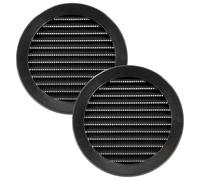 Vent Systems 125 mm / 5" Inch - Pack of 2 - Round Soffit Vent Cover - Black Plastic Louvered Grill Cover - Vent Grille with Mesh Screen - HVAC System Ducting - Bathroom Kitchen Pipe Ventilation Vents