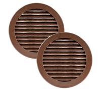 Vent Systems 125 mm / 5" Inch Round Soffit Vent Cover - Pack of 2 - Brown Louvered Plastic Grill Cover - Vent Grille with Screen Mesh - HVAC, Ducting, Pipe Air Supply Vents for Bathroom, Kitchen