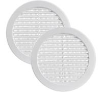 Vent Systems Ø125 mm / 5" Inch White Soffit Vent Cover with Flange - Pack of 2 - Round Air Vent Louver - Grille Cover - Built-in Insect Screen - HVAC Vents for Bathroom, Home Office, Kitchen