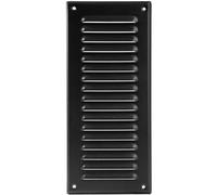Vent Systems 125 x 295 mm / 4.92" x 11.61" Inch - Black Metal Vent Cover - Rectangular Soffit Air Vent Louver - Grille Cover - Built-in Insect Screen - HVAC Vents for Bathroom, Home Office, Kitchen