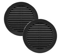 Vent Systems 150 mm / 6" Inch Round Soffit Vent Cover - Pack of 2 - Black Louvered Plastic Grill Cover - Vent Grille with Screen Mesh - HVAC, Ducting, Pipe Air Supply Vents for Bathroom, Kitchen