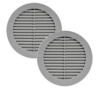Vent Systems 150 mm / 6" Inch Round Soffit Vent Cover - Pack of 2 - Gray Louvered Plastic Grill Cover - Vent Grille with Screen Mesh - HVAC, Ducting, Pipe Air Supply Vents for Bathroom, Kitchen