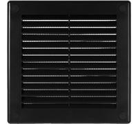 Vent Systems 150 x 150 mm / 6'' x 6'' Inch Black Soffit Vent Cover - Flat Square Air Vent Louver - Grille Cover - Built-in Mesh Screen - HVAC Vents for Bathroom, Home Office, Kitchen