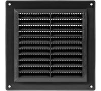 Vent Systems 150 x 150 mm / 6" x 6" Inch Black Square Plastic Air Vent Cover - Louvered Wall Grille with Mesh Screen Guard, HVAC Vent Cover for Intake, Air Supply, Exhaust - Wall, Ceiling Ducting