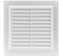 Vent Systems 150 x 150 mm / 6" x 6" Inch Square Plastic Air Vent Cover - Indoor/Outdoor Louvered Wall Grille with Mesh Screen, HVAC Vent Cover for Intake and Exhaust for Wall, Ceiling, Shed