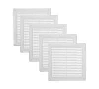Vent Systems 150 x 150 mm / 6'' x 6'' Inch White Soffit Vent Cover - Pack of 5 - Flat Square Air Vent Louver - Grille Cover - Built-in Insect Screen - HVAC Vents for Bathroom, Home Office, Kitchen