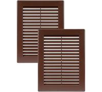 Vent Systems 150 x 200 mm / 6" x 8" Inch Brown Soffit Vent Cover - Pack of 2 - Flat Rectangular Air Vent Louver - Grille Cover - Built-in Insect Screen - HVAC Vents for Bathroom, Home Office, Kitchen