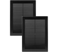 Vent Systems 180 x 250 mm / 7" x 10" Inch Black Soffit Vent Cover - Pack of 2 - Flat Rectangular Air Vent Louver - Grille Cover - Built-in Insect Screen - HVAC Vents for Bathroom, Home Office, Kitchen