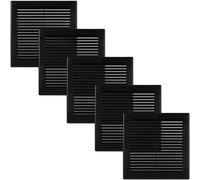 Vent Systems 200 x 200 mm / 8'' x 8'' Inch Black Soffit Vent Cover - Pack of 5 - Flat Square Air Vent Louver - Grille Cover - Built-in Insect Screen - HVAC Vents for Bathroom, Home Office, Kitchen
