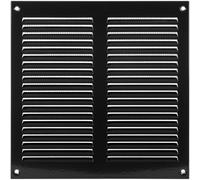 Vent Systems 200 x 200 mm / 8" x 8" Inch Vent Cover - Black Galvanised Metal Vent Cover - Air Supply Ventilation Cover with Screen Mesh - Louvered HVAC Air Vent Covers for Bathroom, Home Office