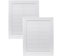 Vent Systems 200 x 250 mm / 8" x 10" Inch White Soffit Vent Cover - Pack of 2 - Flat Rectangular Air Vent Louver - Grille Cover - Built-in Insect Screen - HVAC Vents for Bathroom, Home Office, Kitchen