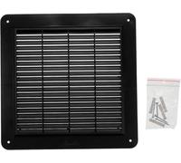 Vent Systems 250 x 250 mm / 10" x 10" Inch Black Plastic Air Vent Cover - Easy-to-Instal Louvered Square Grille with Built-in Mesh Screen - for Bathroom Kitchen Home Office Wall & Ceiling