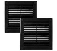 Vent Systems 250 x 250 mm / 10'' x 10'' Inch Black Soffit Vent Cover - Pack of 2 - Flat Square Air Vent Louver - Grille Cover - Built-in Insect Screen - HVAC Vents for Bathroom, Home Office, Kitchen