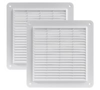 Vent Systems 250 x 250 mm / 10" x 10" Inch White Plastic Air Vent Cover - 2 Pack - Easy-to-Instal Louvered Square Grille with Built-in Mesh Screen - for Bathroom, Kitchen, Home, Office Wall & Ceiling