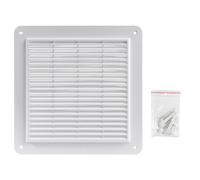 Vent Systems 250 x 250 mm / 10" x 10" Inch White Plastic Air Vent Cover - Easy-to-Install Louvered Square Grille with Built-in Mesh Screen - for Bathroom, Kitchen, Home, Office Wall & Ceiling
