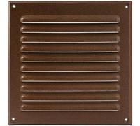 Vent Systems 250 x 250 mm / 9.84" x 9.84" Inch Brown Metal Soffit Air Vent Cover - Square Louvered Gable Vent with Mesh Screen - Interior Exterior Cover - HVAC Ducting Ventilation Grill for Home