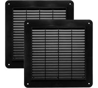 Vent Systems 250 x 250 mm / 9.84" x 9.84" Inch - Pack of 2 Black Air Vent Cover - Air Vent Louver - Grill Cover - Built-in Insect Screen - Without Flange - HVAC Vents for Bathroom, Home, Kitchen