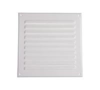 Vent Systems 250 x 250 mm / 9.84" x 9.84" Inch White Metal Soffit Air Vent Cover - Square Louvered Gable Vent with Mesh Screen - Interior Exterior Cover - HVAC Ducting Ventilation Grill for Home