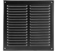 Vent Systems 295 x 295 mm / 11.61" x 11.61" Inch Black Metal Soffit Air Vent Cover - Square Louvered Gable Vent with Mesh Screen - Interior Exterior Cover - HVAC Ducting Ventilation Grill for Home