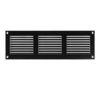 Vent Systems 300 x 100 mm / 12" x 4" Inch Air Vent Cover Black Metal Air Return Grill with Built-in Pest Guard Screen