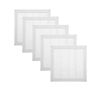 Vent Systems 300 x 300 mm / 12'' x 12'' Inch White Soffit Vent Cover - Pack of 5 - Flat Square Air Vent Louver - Grille Cover - Built-in Insect Screen - HVAC Vents for Bathroom, Home Office, Kitchen