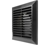 Vent Systems Ø4" Duct - 6.7" x 6.7" Inch Black Air Vent Cover - Bathroom Exhaust Vent Pipe - White Louvered Outdoor Vent Cover - Ø100 mm (170 x 170 mm)